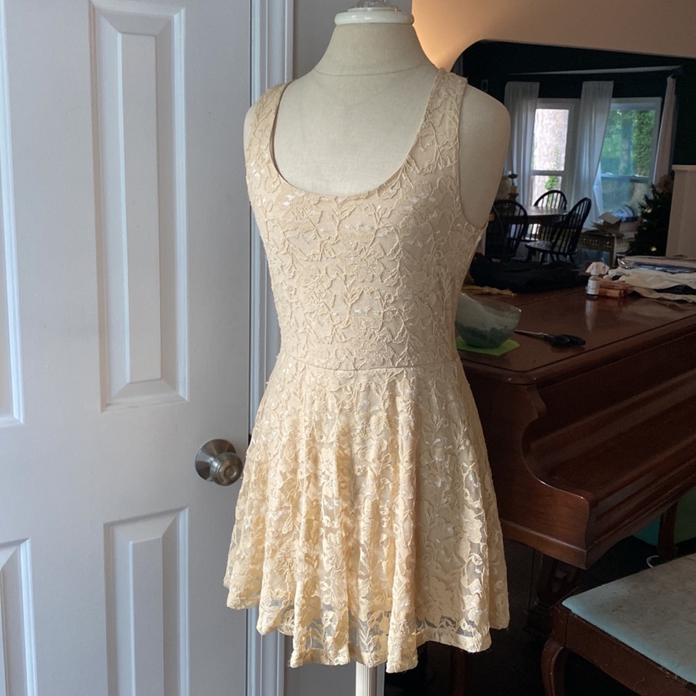 Tan Stretch Lace Dress